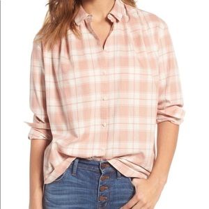Madewell Pink Plaid Button Down Shirt